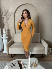 Elena Dress-Mustard
