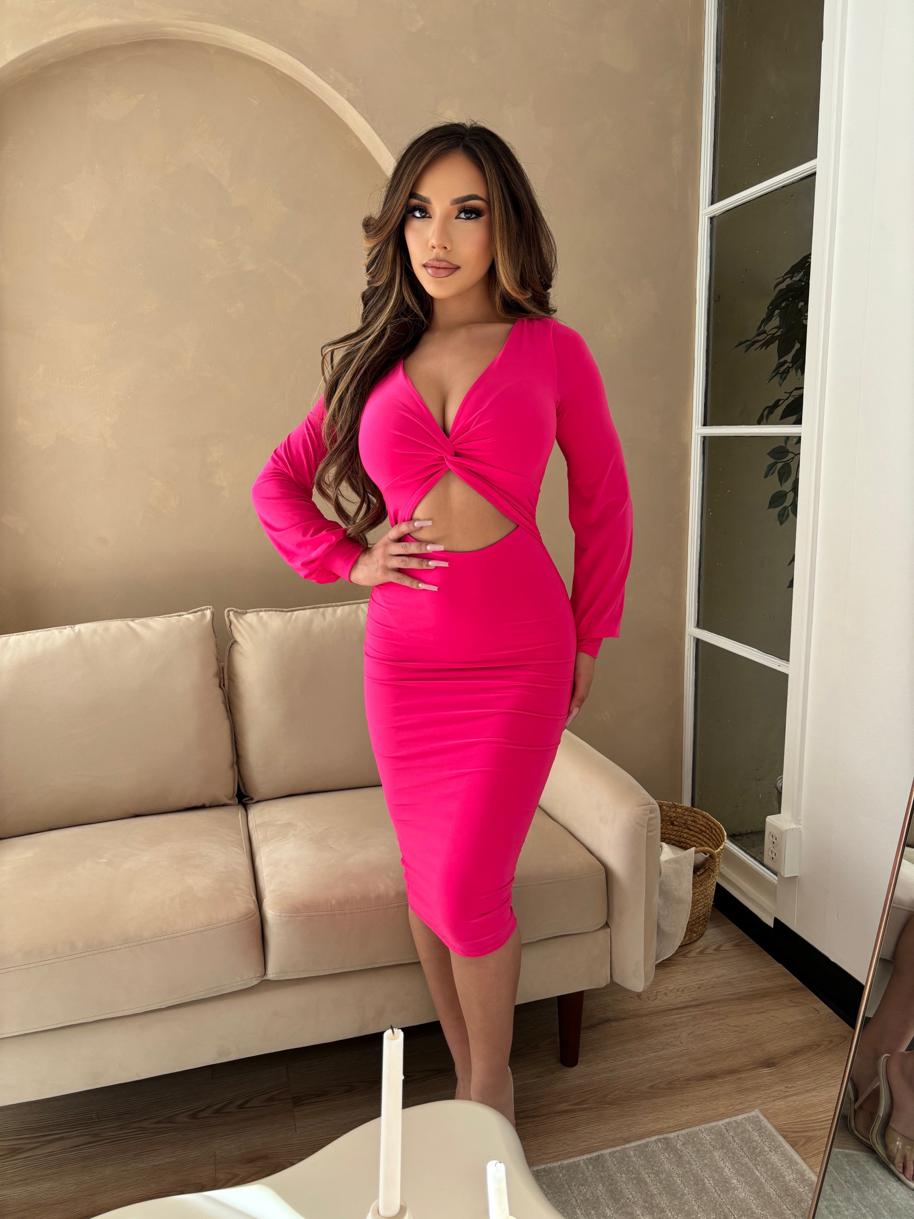 Selena Dress-Fuchsia