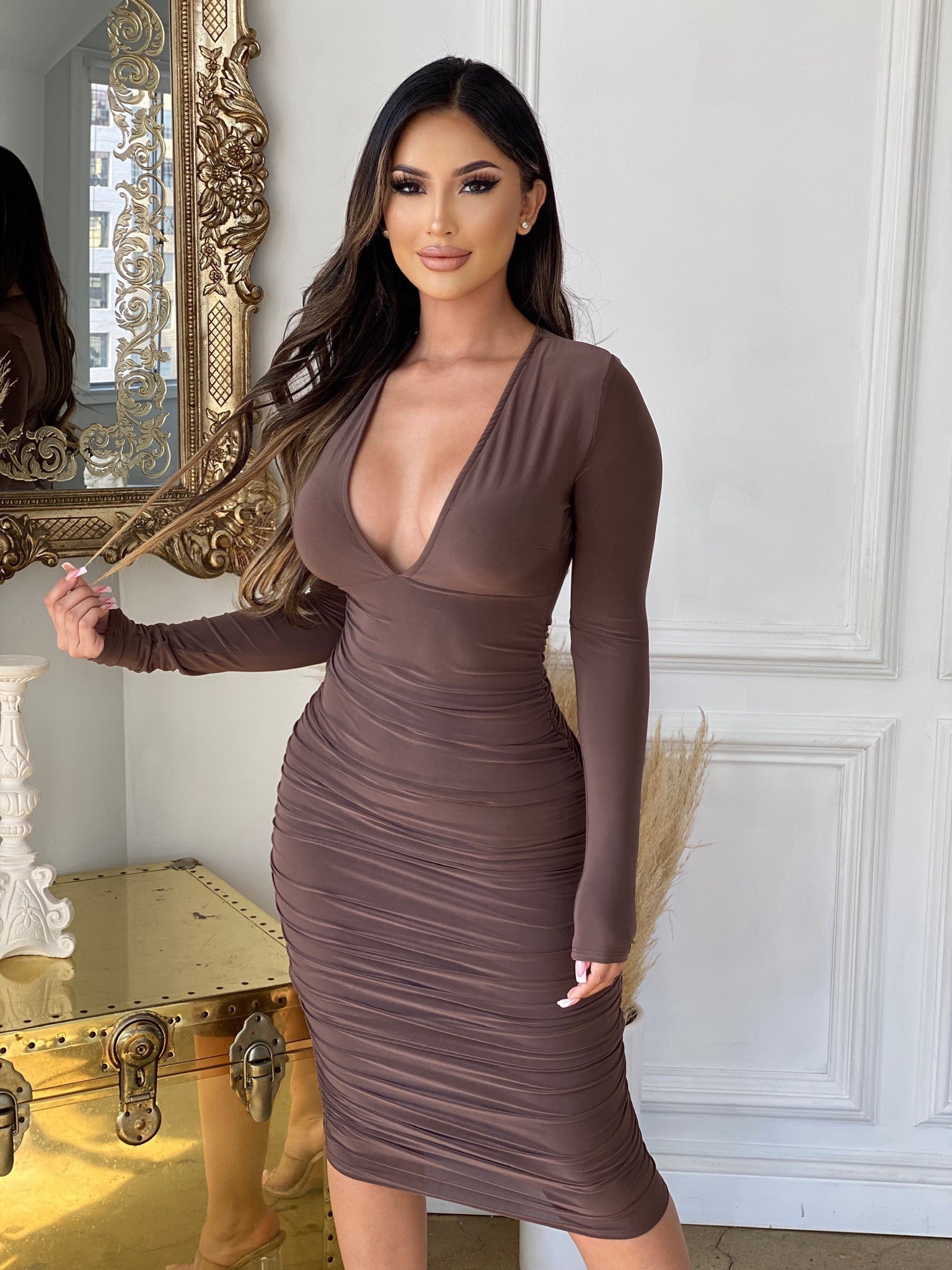 Elena Dress-Mocha